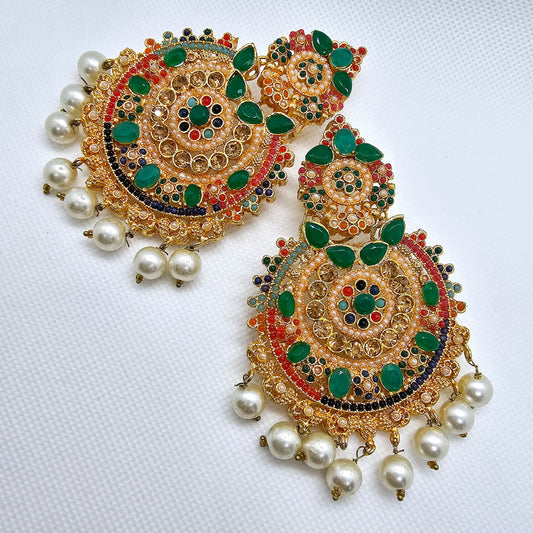 Chandbalis | Indian Jewelry | Meenakari Earrings | AD Stone Kundan Earrings | Pakistani Jadau Bridal Earrings | Sabyasachi Wedding