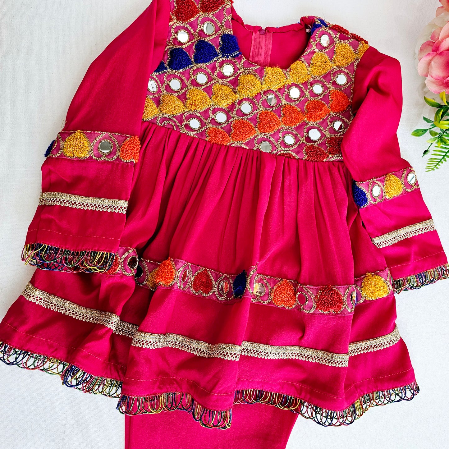 Frock Traditional Pakistan Indian Style Girls Design Dress | Afghan Suit Girls Shalwar Kameez Pakistani Kids Ethnic Wear