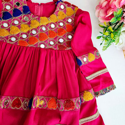 Frock Traditional Pakistan Indian Style Girls Design Dress | Afghan Suit Girls Shalwar Kameez Pakistani Kids Ethnic Wear