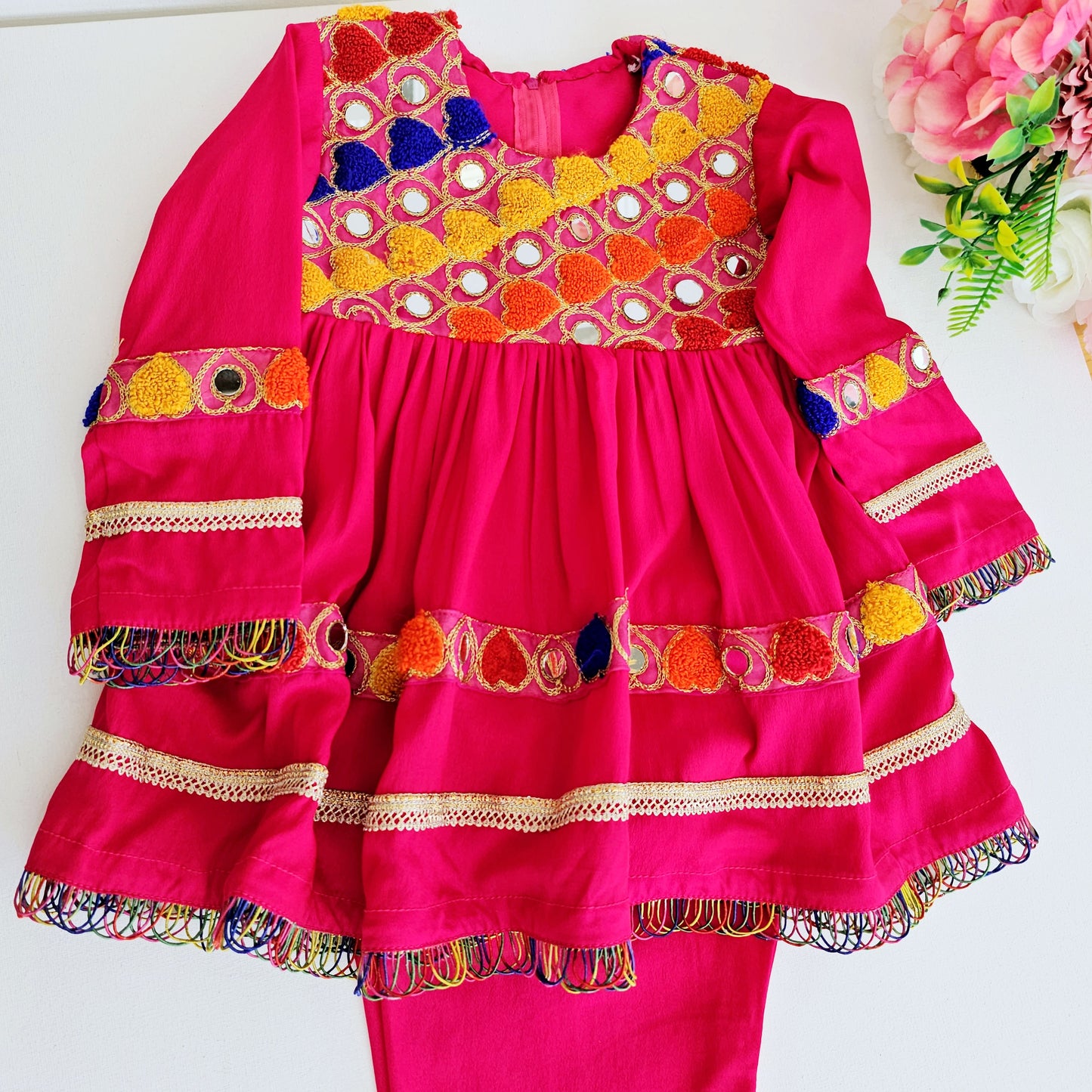 Frock Traditional Pakistan Indian Style Girls Design Dress | Afghan Suit Girls Shalwar Kameez Pakistani Kids Ethnic Wear