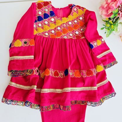 Frock Traditional Pakistan Indian Style Girls Design Dress | Afghan Suit Girls Shalwar Kameez Pakistani Kids Ethnic Wear