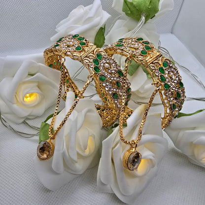 Pakistani/ Indian/ Asian Openable Kara Pair || Gold Plated Karas with Zirconia