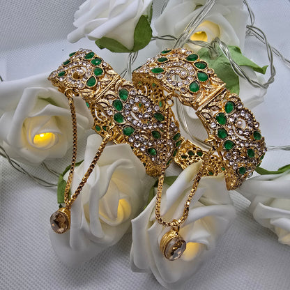 Pakistani/ Indian/ Asian Openable Kara Pair || Gold Plated Karas with Zirconia