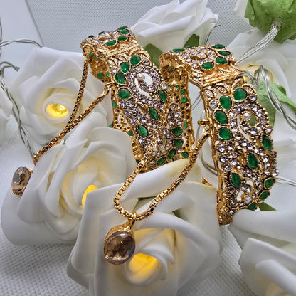 Pakistani/ Indian/ Asian Openable Kara Pair || Gold Plated Karas with Zirconia