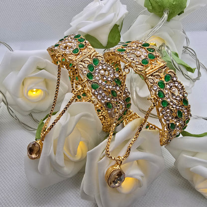 Pakistani/ Indian/ Asian Openable Kara Pair || Gold Plated Karas with Zirconia