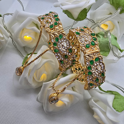 Pakistani/ Indian/ Asian Openable Kara Pair || Gold Plated Karas with Zirconia