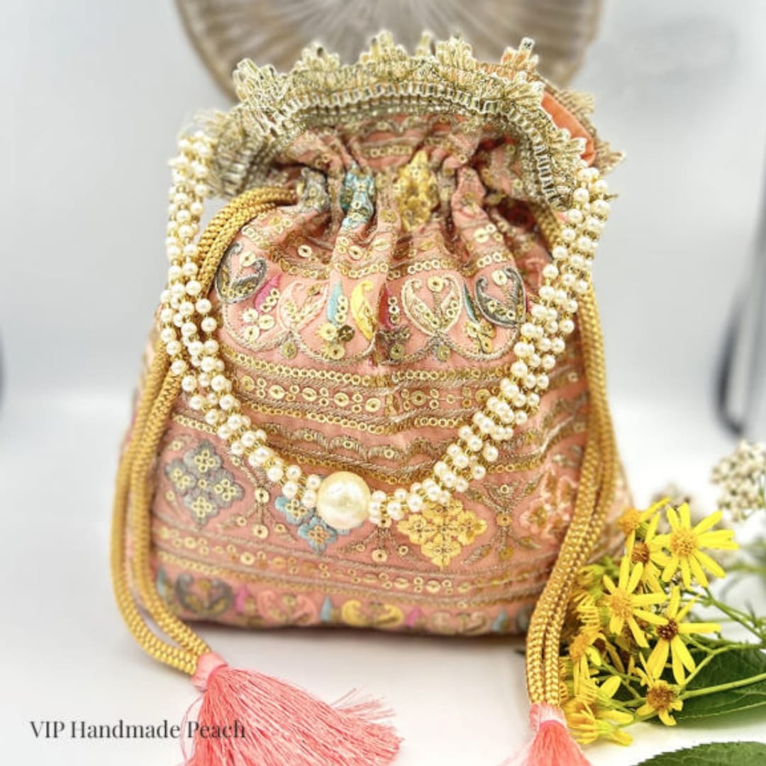 Indian Ethnic Potli Bag Handmade Wedding Embroidered Purse For Women Girls