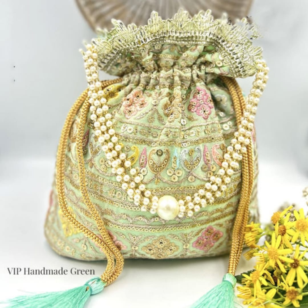 Indian Ethnic Potli Bag Handmade Wedding Embroidered Purse For Women Girls