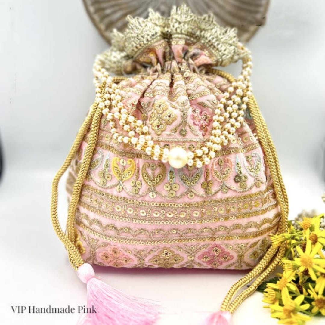 Indian Ethnic Potli Bag Handmade Wedding Embroidered Purse For Women Girls