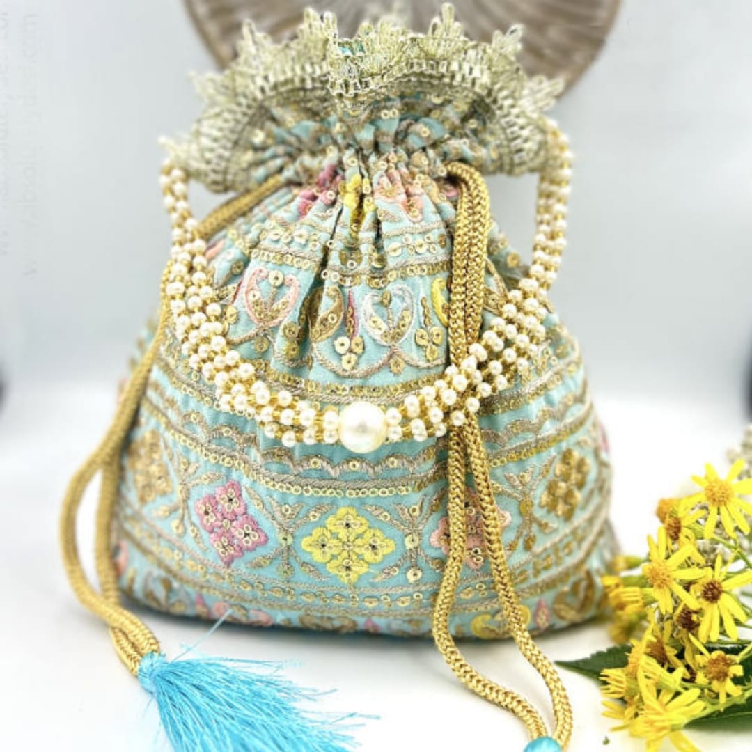 Indian Ethnic Potli Bag Handmade Wedding Embroidered Purse For Women Girls