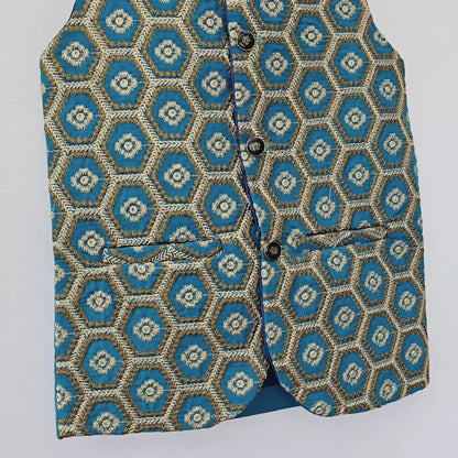 Blue Kids Indian Waistcoat Jacket Ethnic Wedding Festival Wear || Waistcoat Jacket