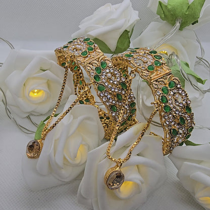 Pakistani/ Indian/ Asian Openable Kara Pair || Gold Plated Karas with Zirconia